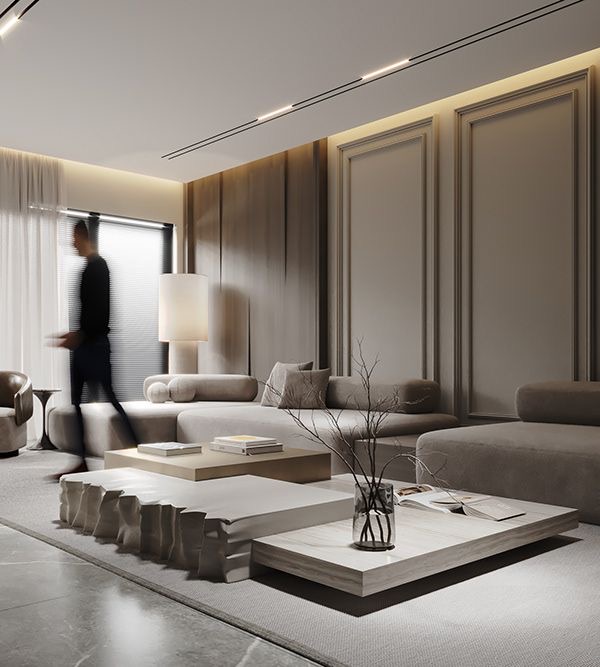 Salon contemporain aux lignes minimalistes