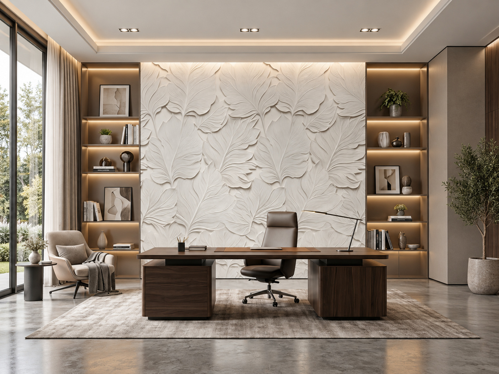 Bureau avec relief floral sur mesure