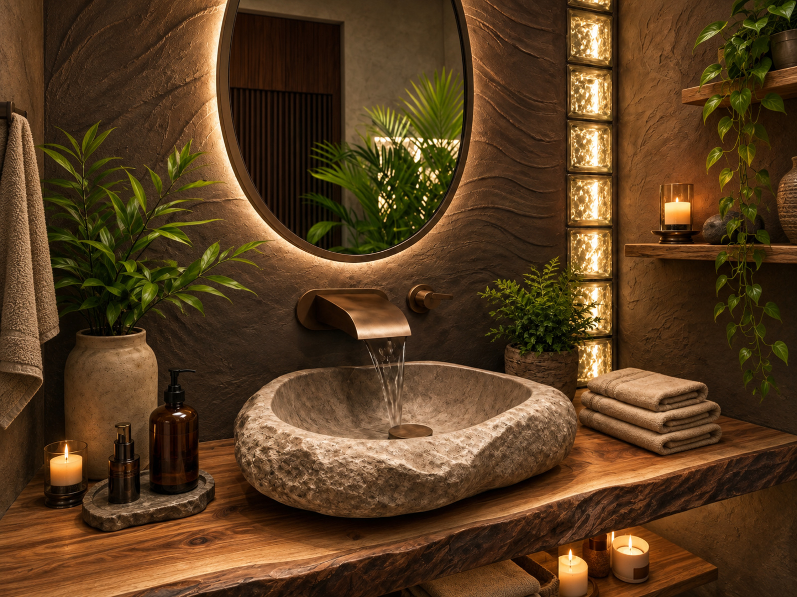 Salle de bain minérale conçue sur mesure