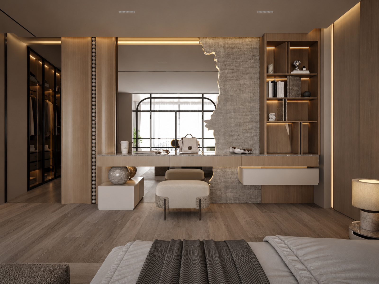 Chambre haut de gamme avec marbre et boiseries
