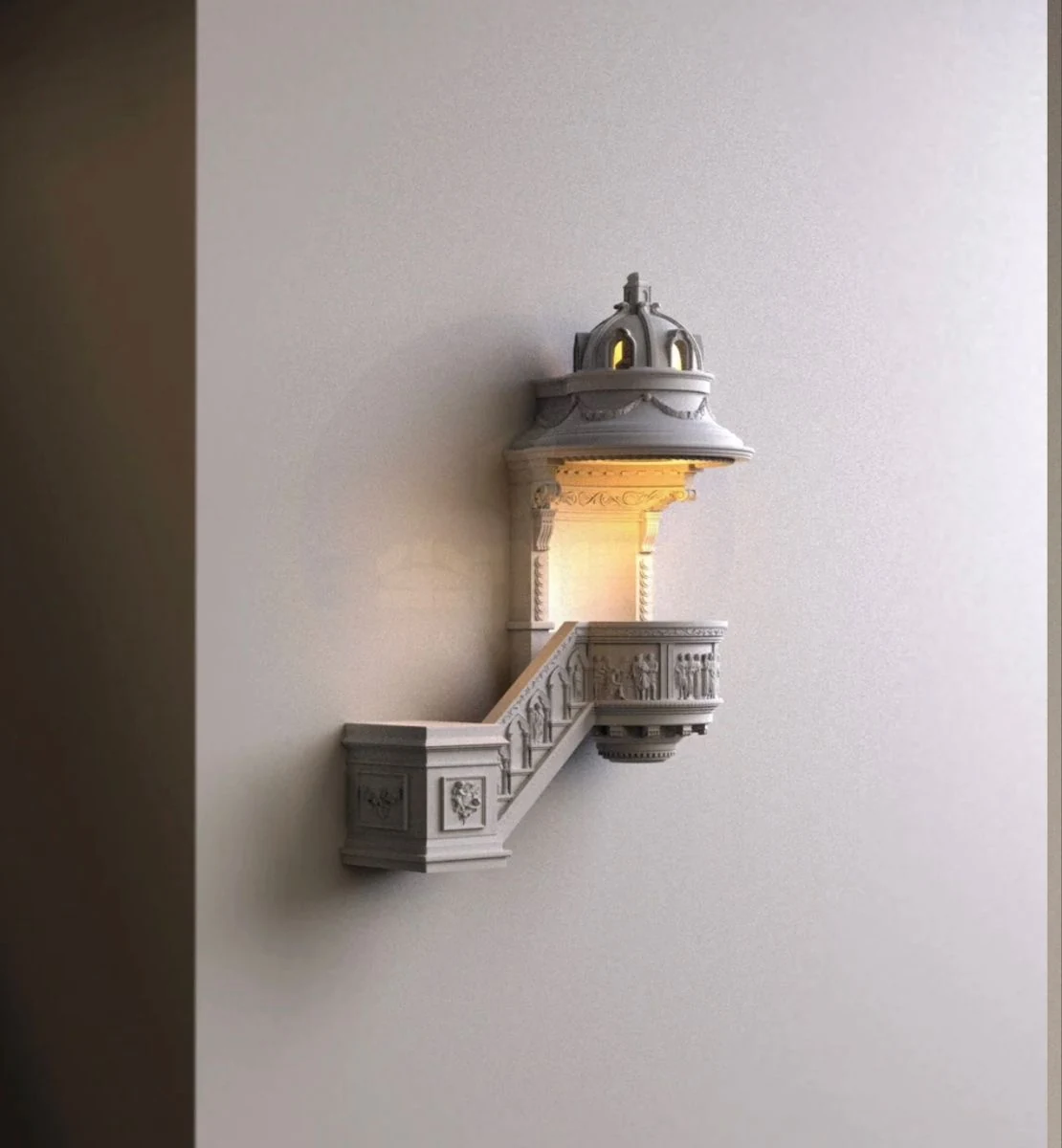 Applique sculpturale en forme de balcon classique avec escalier