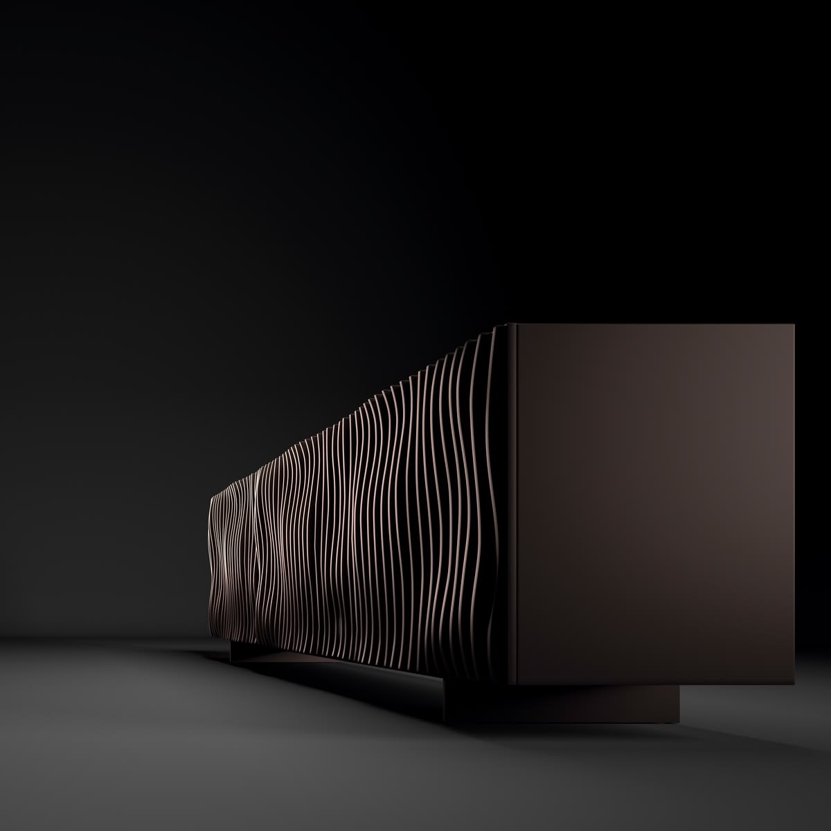 Buffet sculptural aux lignes ondulées