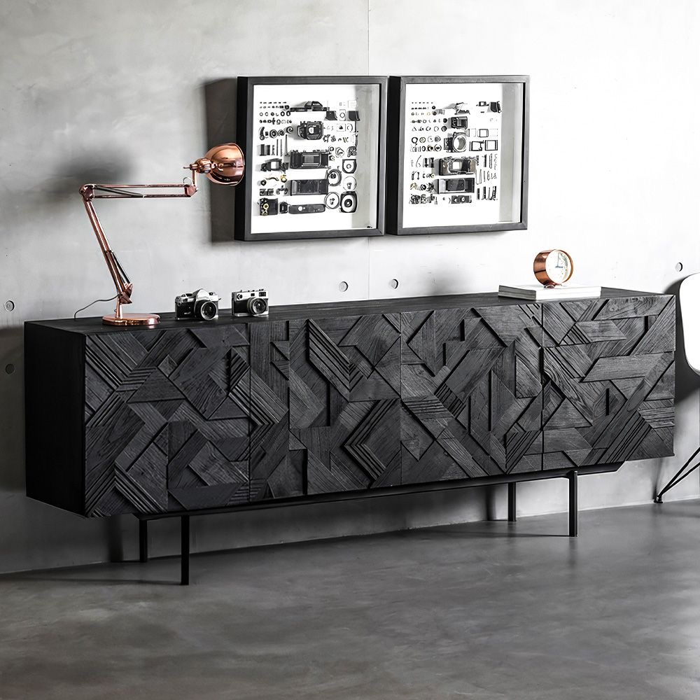 Buffet graphique en bois sombre